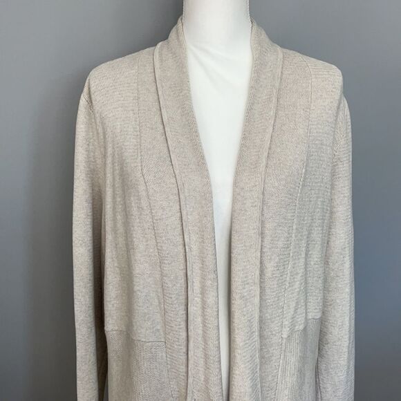 Talbots Cream Colored Open Front Cardigan. Size Medium. - Picture 2 of 10